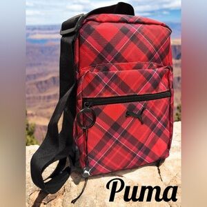 PUMA Plaid “Festival” Crossbody Travel Bag w/ Adjustable Strap 9”x 6.5”x 3” EUC